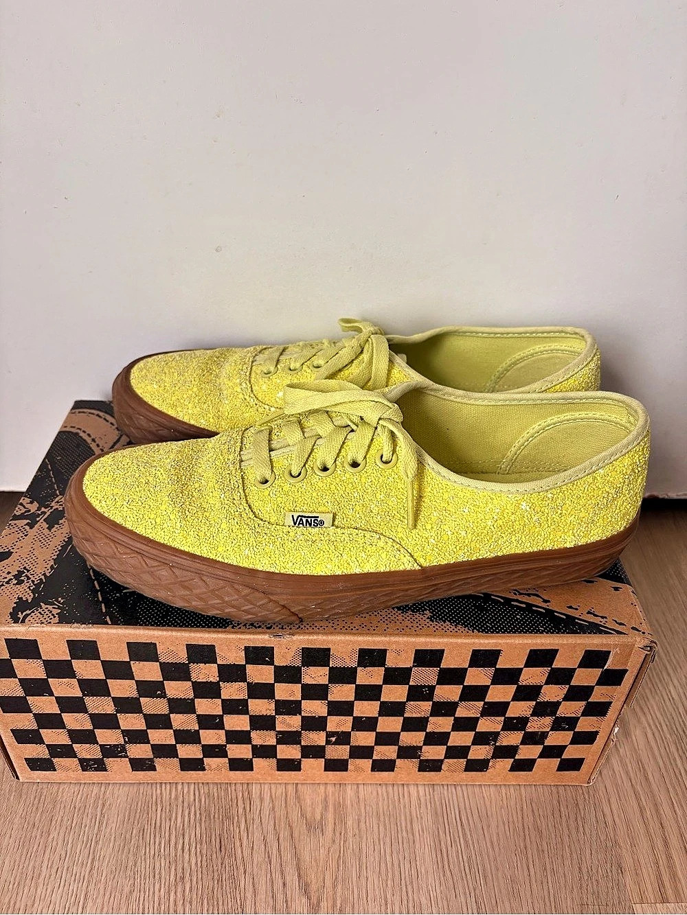 Vans Authentic Ice Cream Glitter Yellow & Brown Sneakers women’s sz 9